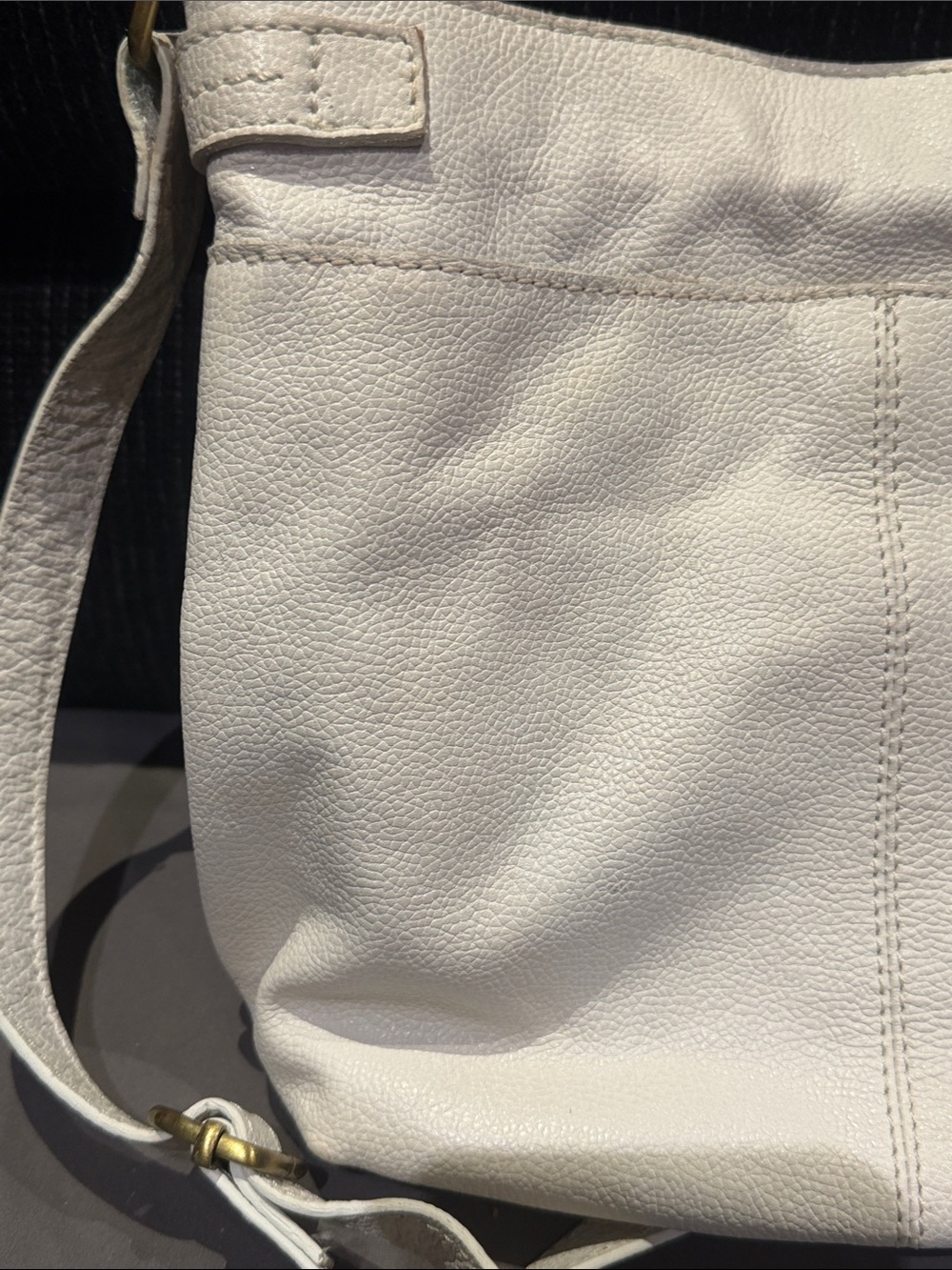 Born White Leather Crossbody with Front Stitch Detail - Picture 5 of 14